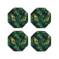 thumbnail image 1 of Yiaed Peacock Feathers2 Print Leather Coasters for Drinks - Cup Coasters Coffee Table Kitchen Table Bar, Home & Office Gifts Handmade Drink Coasters-Octagon, 1 of 6
