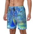 thumbnail image 1 of Yiaed Peacock Print Mens Swim Trunks Bathing Suit Compression Liner Beach Swim Shorts Swimwear Quick Dry Zipper Pocket No-Chafing Board Short-XX-Large, 1 of 6