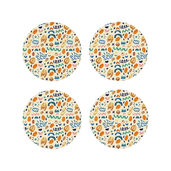 Yiaed Peanuts 8 Print Leather Coasters for Drinks - Cup Coasters Coffee Table Kitchen Table Bar, Home & Office Gifts Handmade Drink Coasters-Round Shape
