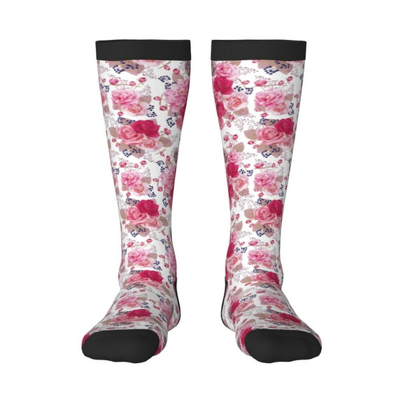 Yiaed Peonies And Roses Print Great elasticity Adult Stockings Sports socks for Men and Women
