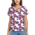 thumbnail image 1 of Yiaed Peonies Print Women's T Shirt V-Neck Short Sleeve Shirt Casual Breathable Tee Summer Tops-Large, 1 of 5