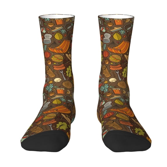 Yiaed Picnic Print Great elasticity Crew Socks Sports socks for Men and Women