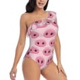 thumbnail image 1 of Yiaed Pig Nose Print Women One Piece Swimsuits Tummy Control One Shoulder Bathing Suits Pattern Ruffle Swimwear-Small, 1 of 8