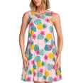 thumbnail image 1 of Yiaed Pineapple And Leaves Print Women's Sleeveless Dress, Loose Fit Summer Dress, Casual Sleeveless Dress for Women, 1 of 7