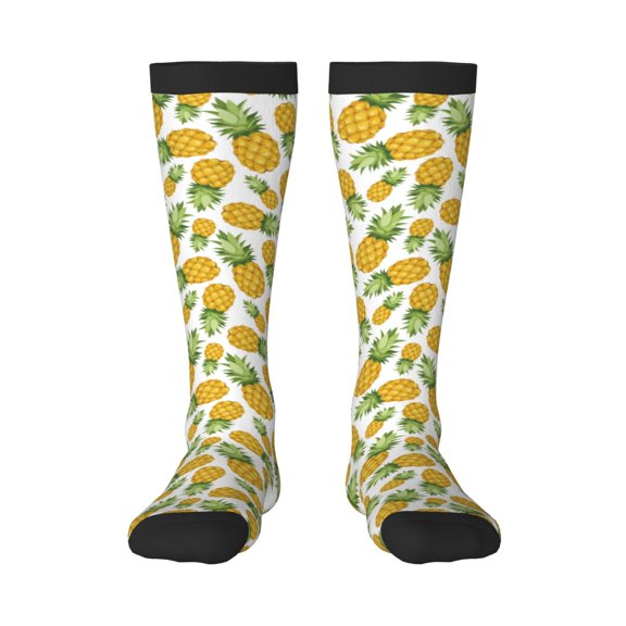 Yiaed Pineapple Print Great elasticity Adult Stockings Sports socks for Men and Women