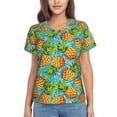 thumbnail image 1 of Yiaed Pineapple Print Women's T Shirt V-Neck Short Sleeve Shirt Casual Breathable Tee Summer Tops-Medium, 1 of 5
