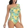 thumbnail image 1 of Yiaed Pineapples1 Print Women One Piece Swimsuits Tummy Control One Shoulder Bathing Suits Pattern Ruffle Swimwear-Small, 1 of 8