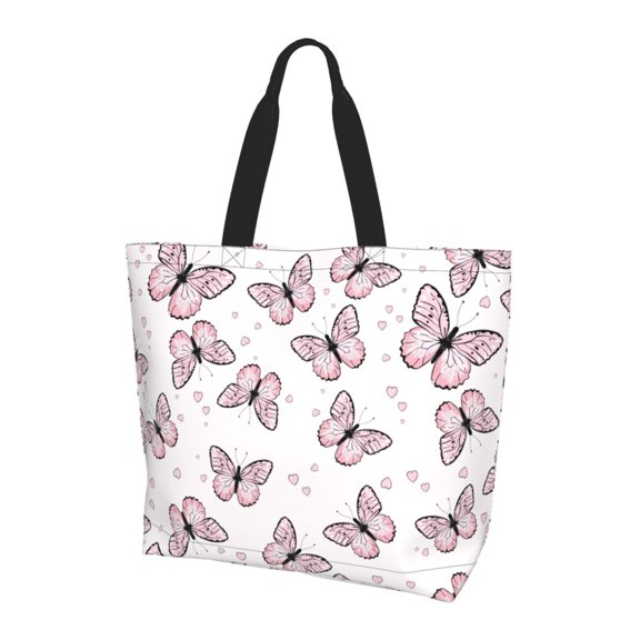 Yiaed Pink Butterflies (2) Print Handbag for Women Tote Purse Shoulder Bag Large Fashion Hobo Purse Handbag Shopping Tote