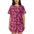 thumbnail image 1 of Yiaed Pink Butterfly Print Short Sleeve Pajama Sets for Women Casual Crew Neck 2 Piece Lounge Sets Women's Short-Sleeved Pajama-3X-Large, 1 of 1