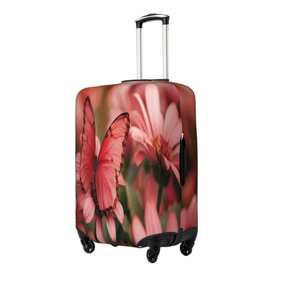Yiaed Pink Butterfly Print Travel Luggage Cover Suitcase Protector Covers Elastic Luggage Anti-scratch(No luggage included)-X-Large