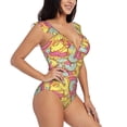 thumbnail image 1 of Yiaed Pink Donut and Blue Print Women's Ruffled One Piece Swimsuit V Neck Swimwear Slimming Monokini for Woman-XX-Large, 1 of 8