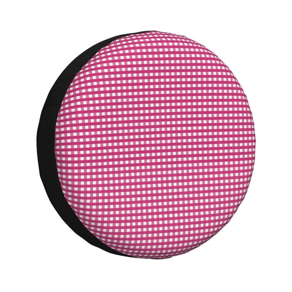 Yiaed Pink Gingham Print Tire Wheel Cover, Waterproof Spare Tire Cover Fit for Jeep, Truck,Trailer, RV, SUV, Camper and Most Vehicle-14 inch