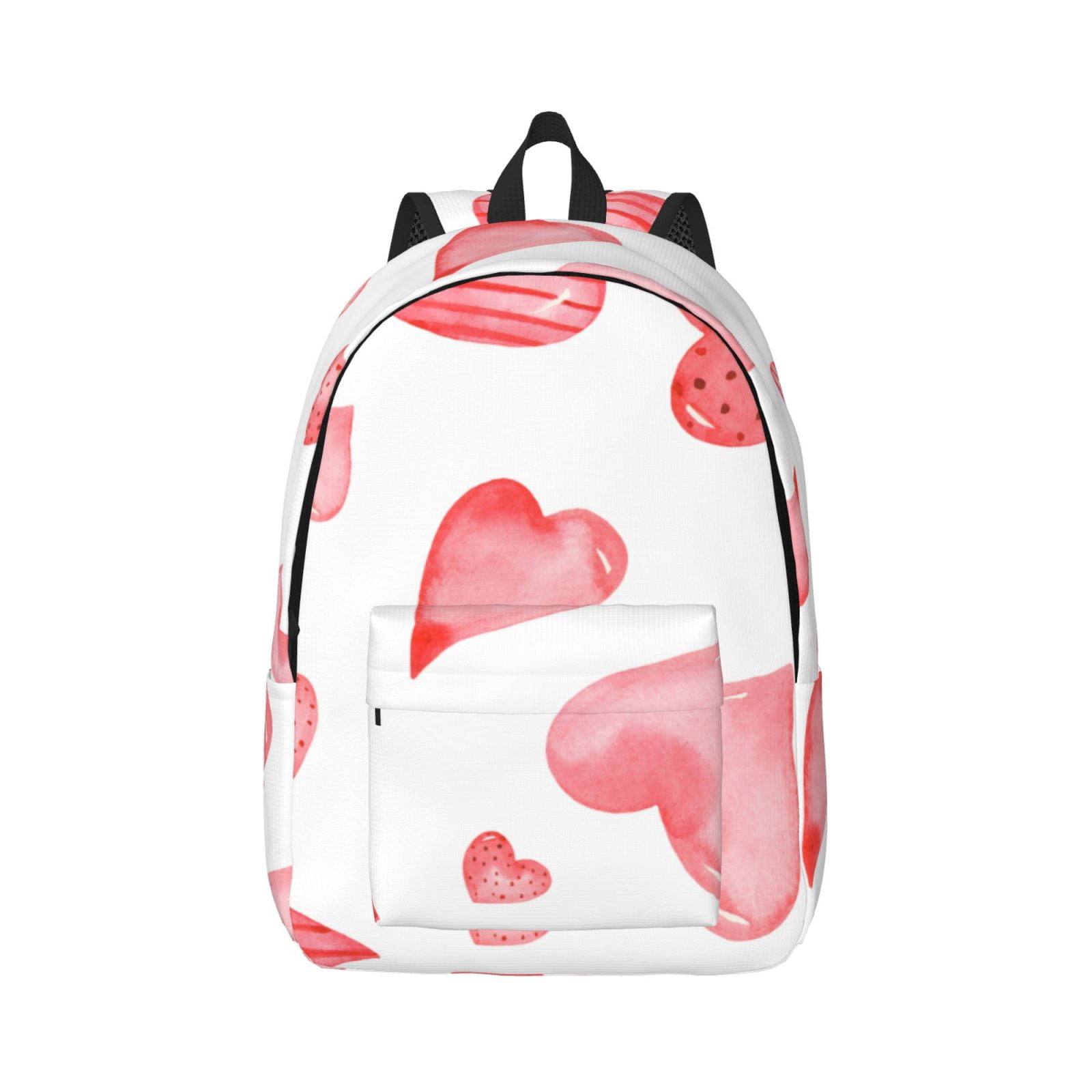 White and Pink Heart Backpack Cute Red Little Hearts Pattern Backpack main image 4
