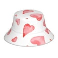 thumbnail image 1 of Yiaed Pink Hearts Print Reflective Stripe Bucket Hat Unisex Funny Outdoor Fisherman Cap Beach Sun Hat, 1 of 5