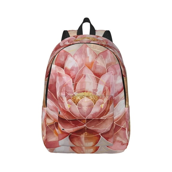 Yiaed Pink Lotus Print Backpack, Premium Laptop Backpack, Travel Backpack for Women, Lightweight Backpacks, Comfortable Back Pack-Medium