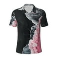 thumbnail image 1 of Yiaed Pink White Ocean WavesPrint Men's Short Sleeve Polo Shirt,Golf Polo for Men Three-Button Golf Shirt Athletic Casual Collared T-Shirt- X-Large, 1 of 7