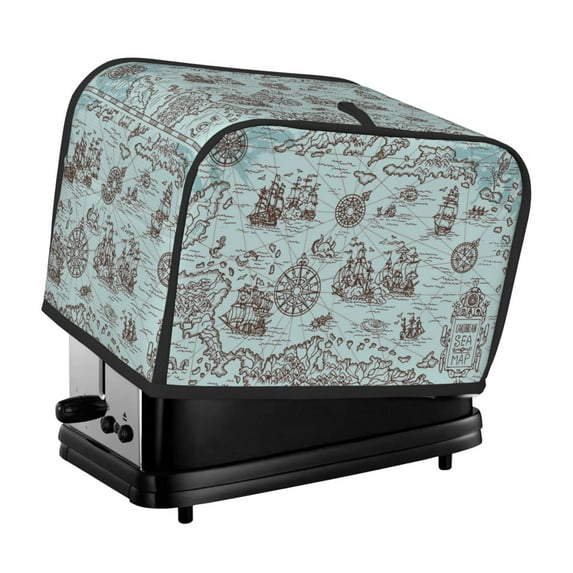 Yiaed Pirate Adventure Map Print Two Slice Bread Machine Cover, Universal Size Kitchen Appliance Cover for Bread Machine,Bread Machine Cover