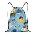 thumbnail image 1 of Yiaed Pirate Marine Animals Print Drawstring Bags Drawstring Backpack Bulk String Back Pack Gym Sport Bag-Small, 1 of 5