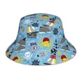 thumbnail image 1 of Yiaed Pirate Marine Animals Print Reflective Stripe Bucket Hat Unisex Funny Outdoor Fisherman Cap Beach Sun Hat, 1 of 5