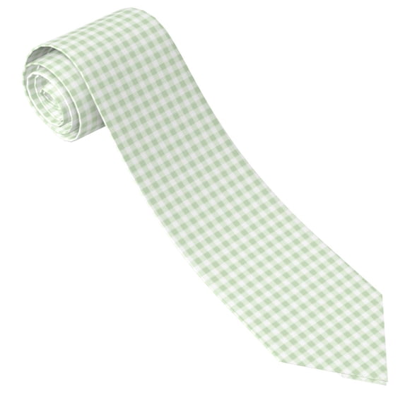 Yiaed Pistachio Green Checkboard Print Men's Ties Silk Business Necktie for Husband Father Valentine's day Father's Day Gift