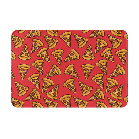 Yiaed Pizza Cartoon Print Flannel Doormat Mat Outdoor Indoor Door Mats, Non Slip Durable Entrance Rugs for Outside Entry, Porch, Resist Dirt, 16"x24"