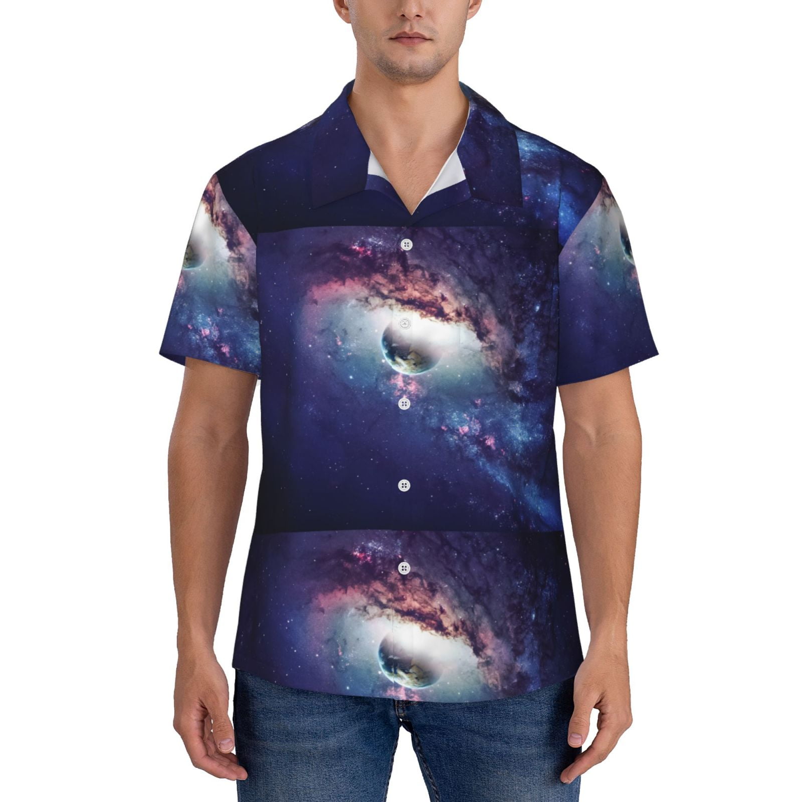 Star Constellation Galaxy Space Men's Short Sleeve Shirt