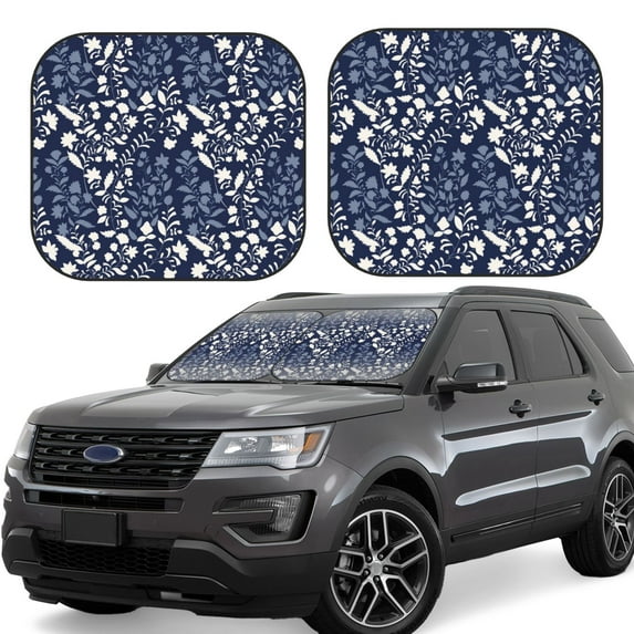 Yiaed Plant Print Car Front Windshield Sun Shade,Foldable Anti-UV Car Sunshade for Front Window for Most Vehicles-Medium