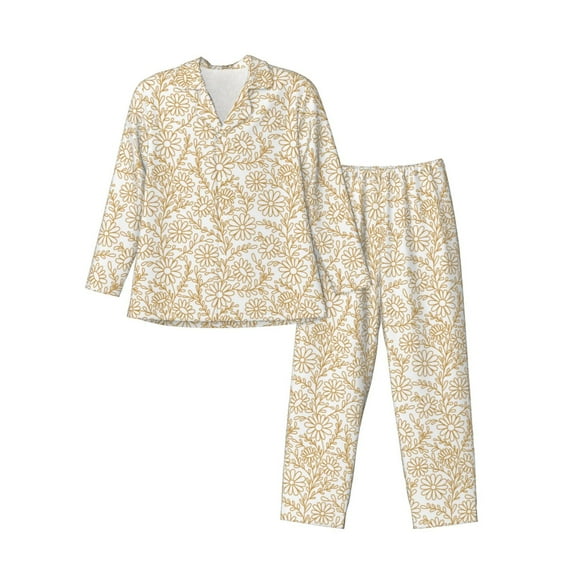 Yiaed Plant Print Men’s Pajamas Set - Long Sleeve Button Down Sleep Shirt and Pajama Bottoms Sleepwear Set Mens Pjs Sets Men's Pajama Bottoms-Medium