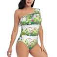 thumbnail image 1 of Yiaed Plants and Insects Print Women One Piece Swimsuits Tummy Control One Shoulder Bathing Suits Pattern Ruffle Swimwear-Medium, 1 of 8