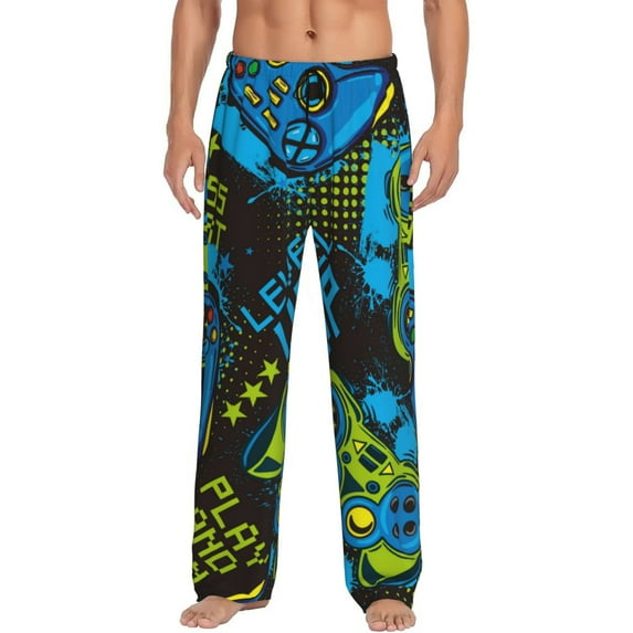 Yiaed Play Game Print Men's Lounge Pants, Loose PJ Bottoms, Long Pajama Pants for Men-X-Large