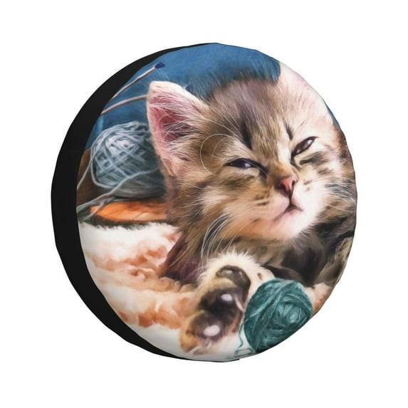Yiaed Playful Cat Print Tire Wheel Cover, Waterproof Spare Tire Cover Fit for Jeep, Truck,Trailer, RV, SUV, Camper and Most Vehicle-15 inch
