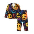 thumbnail image 1 of Yiaed Playful Ghosts Night Sky Print Pajamas Women's Long Sleeve Sleepwear Soft Button Down Loungewear Pjs Lounge Set Nightwear Womens Pajama Pants-, 1 of 7