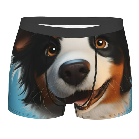 Yiaed Playful Smile Cute Dog Print Men's Soft Cotton Boxer Shorts Breathable Boxers Underwear Moisture-Wicking Underwear Stretch Boxer Briefs for Man-Medium