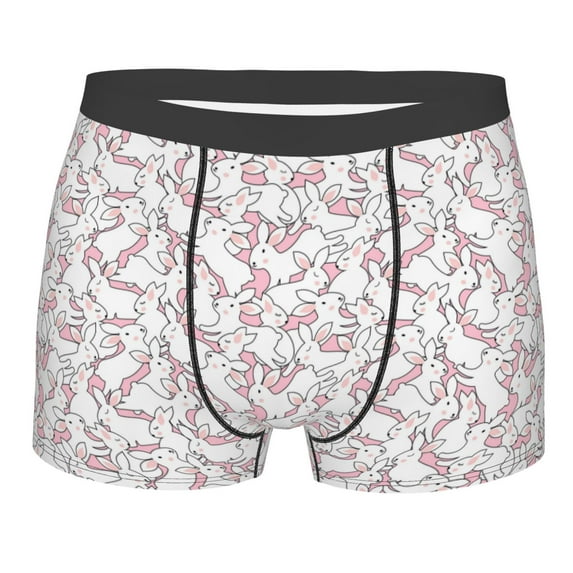 Yiaed Playing Rabbit Print Men's Soft Cotton Boxer Shorts Breathable Boxers Underwear Moisture-Wicking Underwear Stretch Boxer Briefs for Man-XX-Large