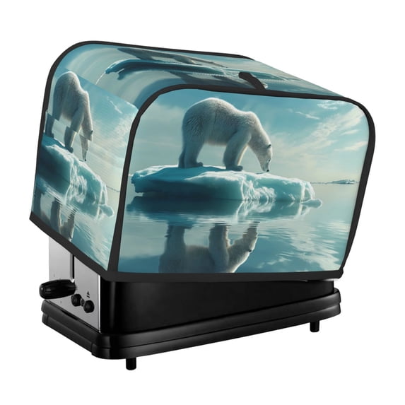 Yiaed Polar Bear On Iceberg Print Two Slice Bread Machine Cover, Universal Size Kitchen Appliance Cover for Bread Machine,Bread Machine Cover