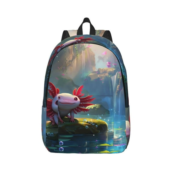 Yiaed Pond Cute Axolotl Print Backpack, Premium Laptop Backpack, Travel Backpack for Women, Lightweight Backpacks, Comfortable Back Pack-Small