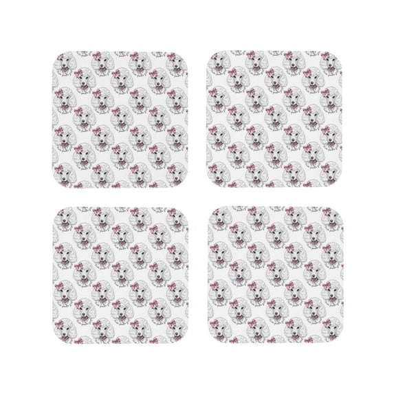 Yiaed Poodle Dog Print Leather Coasters for Drinks - Cup Coasters Coffee Table Kitchen Table Bar, Home & Office Gifts Handmade Drink Coasters-Square
