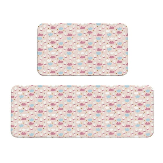 Yiaed Poodle In Ballet Skirts Dancing Kitchen Rugs Sets of 2 Kitchen Mats Cushioned Anti Fatigue Kitchen Rug Tapetes Para Cocina for Sink,Laundry Room