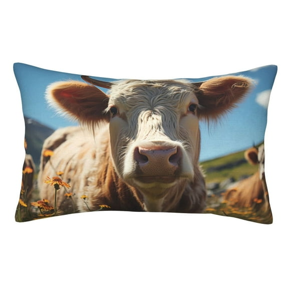 Yiaed Prairie Flower Cow Print Brushed Microfiber Envelope Pillowcases, Standard,Envelope Closure Pillow Cases(No pillow core)-14"x20"