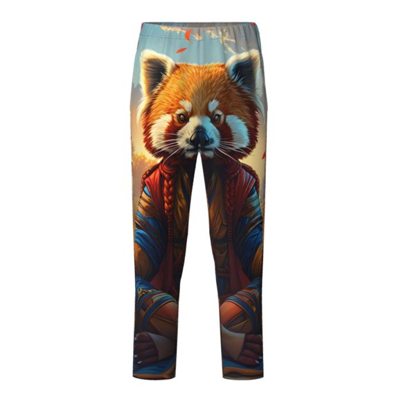 Yiaed Prairie Meditating Raccoon Print Teenagers' Lounge Pants, Loose PJ Bottoms, Long Pajama Pants for Men-XS(5-6)