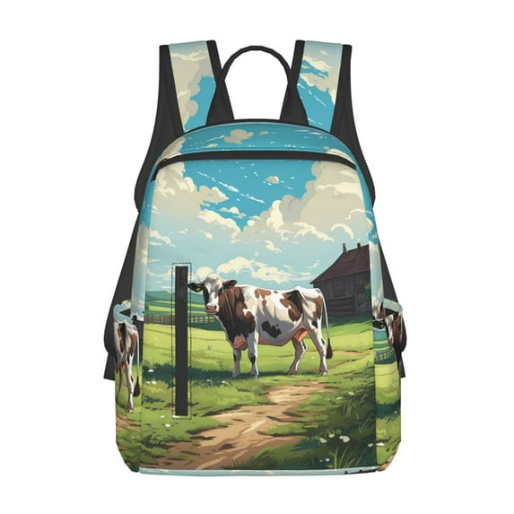 Yiaed Prairie Pasture Cow Print Lightweight Backpack Travel Backpacks Hiking Daypack for Women Men