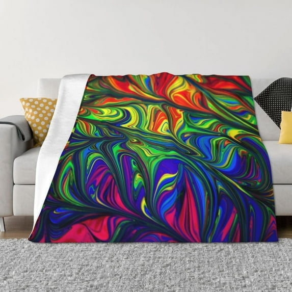 Yiaed Pride Rainbow Print Blanket Throw Blanket Soft Cozy Flannel Blanket for Home Bed Sofa Couch Chair-80"x60"