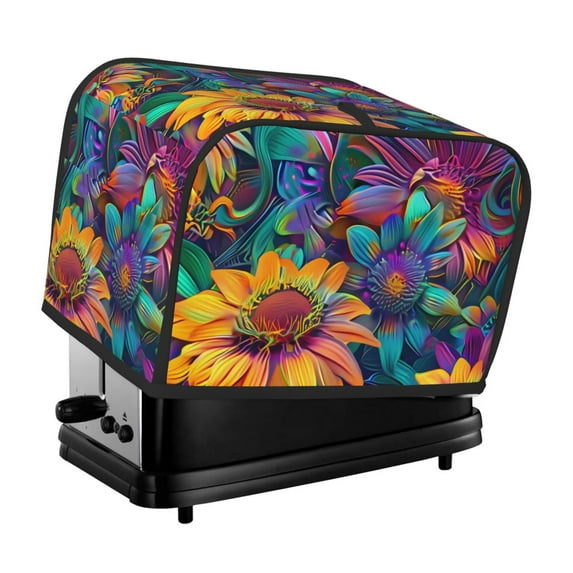 Yiaed Psychedelic Sunflowers Print Two Slice Bread Machine Cover, Universal Size Kitchen Appliance Cover for Bread Machine,Bread Machine Cover
