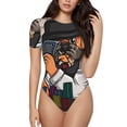 thumbnail image 1 of Yiaed Pug Dog Print Women's Waist-Cinching Short-Sleeved Onesie,Elastic Onesiet,Snaps At Bottom,Easy To Put On And Take Off for Wome Bodysuit-X-Large, 1 of 7