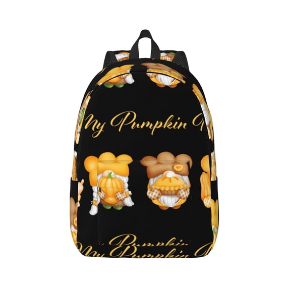 Yiaed Pumpkin Pie Gnome Print Backpack, Premium Laptop Backpack, Travel Backpack for Women, Lightweight Backpacks, Comfortable Back Pack-Medium