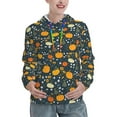 thumbnail image 1 of Yiaed Pumpkin Print Womens Casual Hoodies Crew Neck Long Sleeve Sweatshirts With Pocket Pullover Tops Women's Hooded Sweatshirt-X-Large, 1 of 5