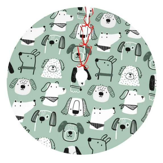 Yiaed Puppy Print Christmas Tree Skirt , Tree SkirtsTree Mat for Christmas Winter Holiday Indoor Decorations-36"