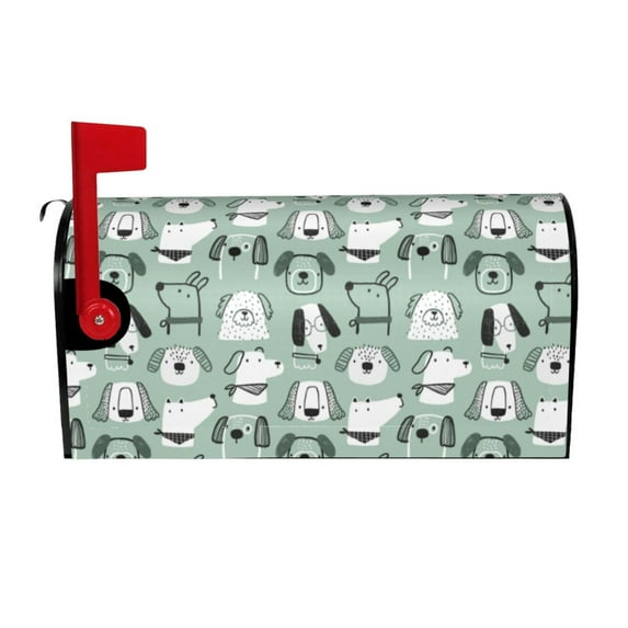 Yiaed Puppy Print Mailbox Covers, Magnetic Mailbox Cover, Mail Box Covers for Garden Outdoor Decor Box Covers-25.5x21 in