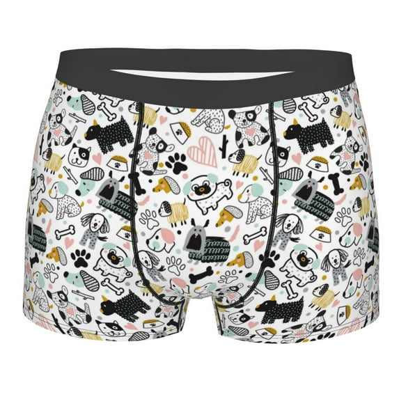Yiaed Puppy Print Men's Soft Cotton Boxer Shorts Breathable Boxers Underwear Moisture-Wicking Underwear Stretch Boxer Briefs for Man-Medium