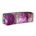 thumbnail image 1 of Yiaed Purple And Pink Tulip Bouquet Print Leather Pencil Case - Leather Pen Pencil Holder - Elegant & Practical Pencil Pouch for Work & Office, 1 of 7